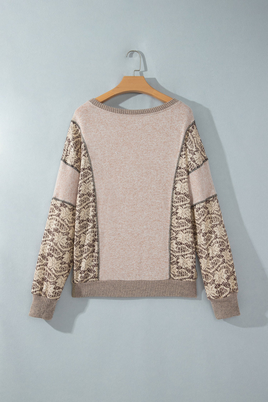 Floral Patchwork Contrast Stitching Long Sleeve Top