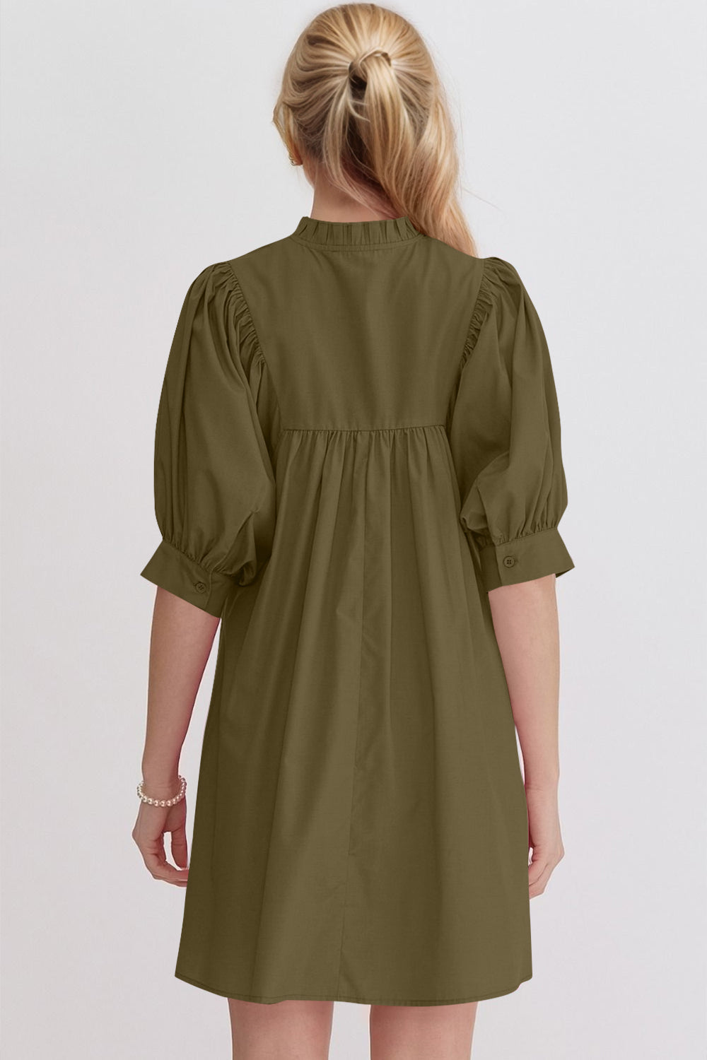 Pink Puff Sleeve Mini Dress – Casual Feminine Summer Dress