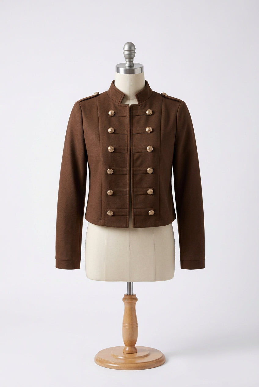 Women's Short Napoleon-Collar Slim-Fit Jacket