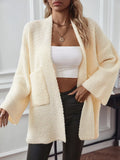 Cozy Knit Open Front Cardigan | Cream Oversized V-Neck