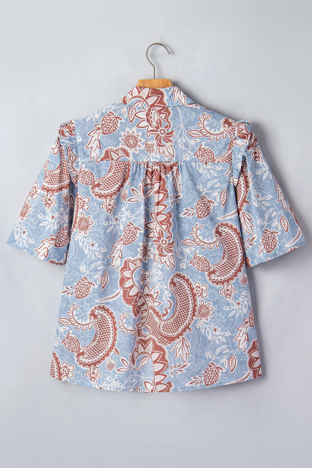 Athena Floral & Paisley Print Short Sleeve Boho Shirt