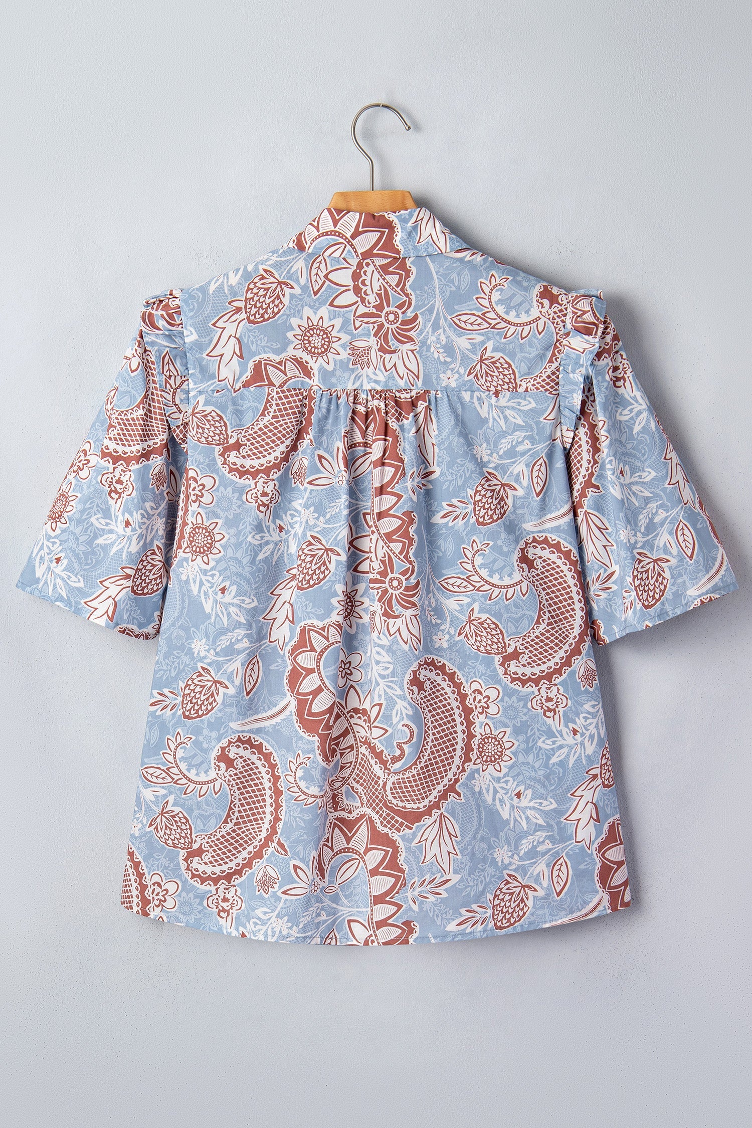 Athena Floral & Paisley Print Short Sleeve Boho Shirt