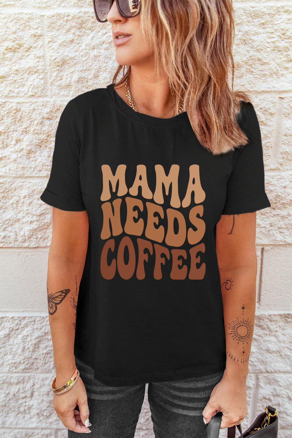 Black MAMA NEEDS COFFEE Graphic T-Shirt | Soft Cotton Blend