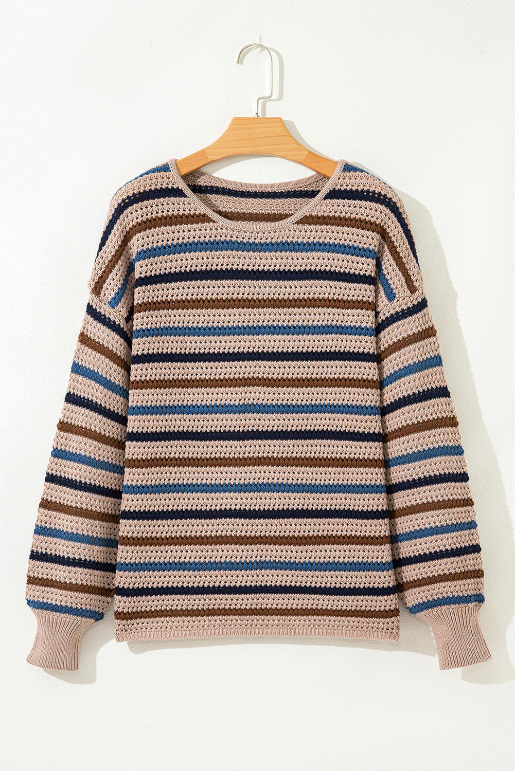Stripe Drop Shoulder Round Neck Sweater