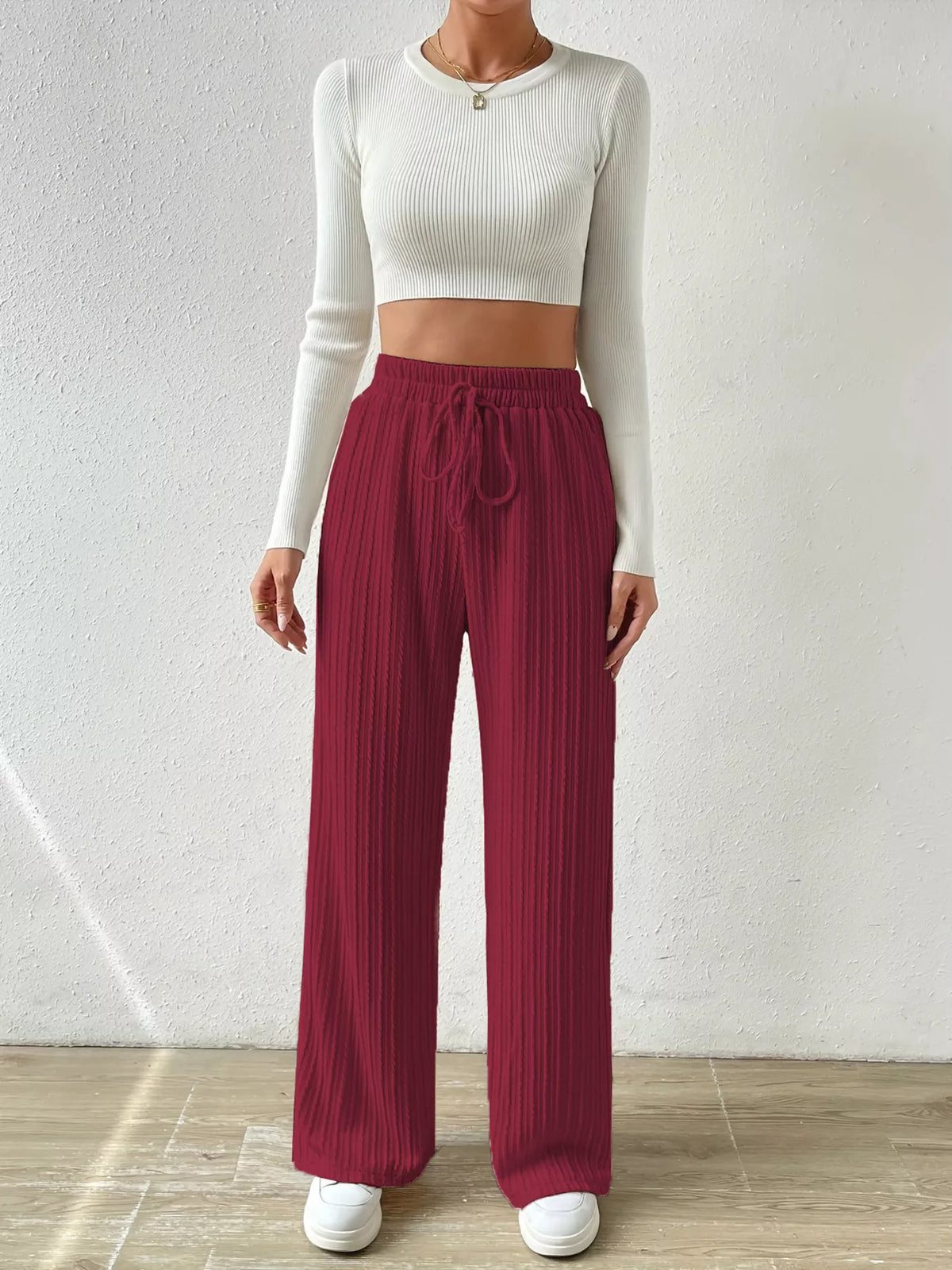 Drawstring Wide Leg Pants