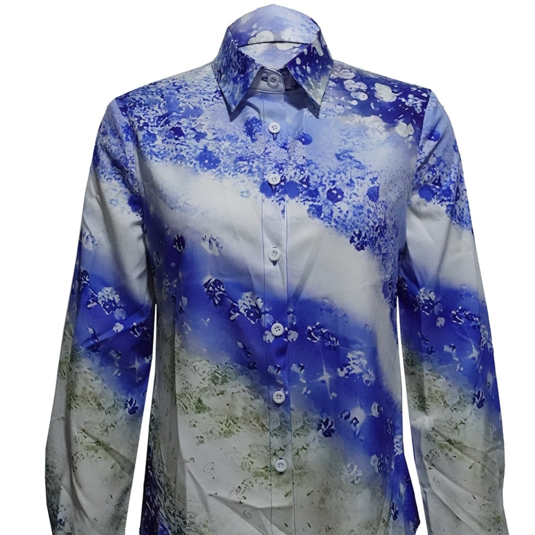 Women's Printed Button-Down Cardigan Shirt in MU