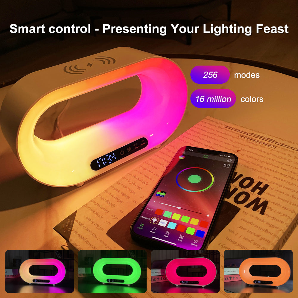 3-in-1 Smart RGB Desk Lamp with Wireless Charger and Alarm Clock