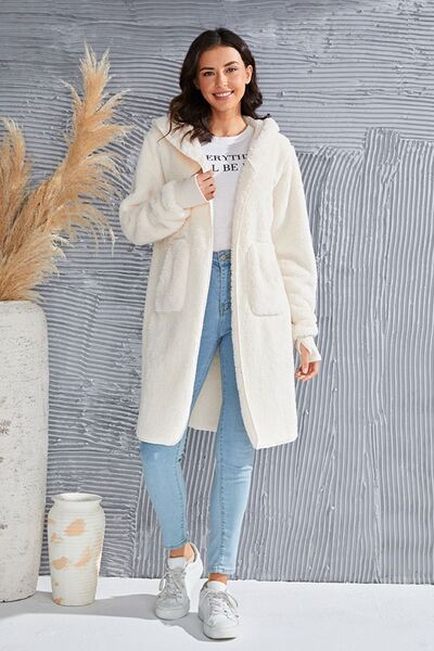 Red Hooded Teddy Bear Jacket with Thumbholes Cozy Outerwear