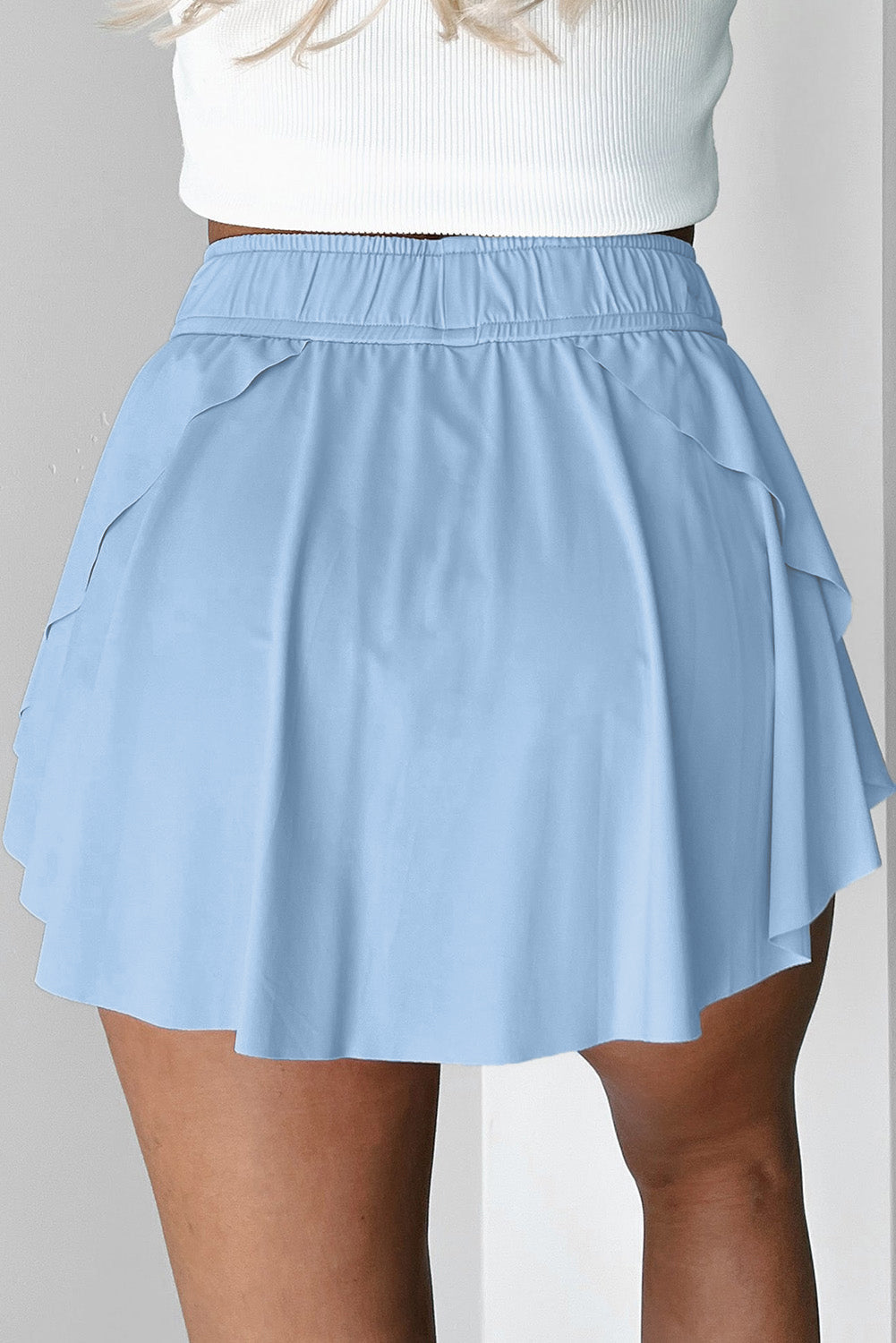 High-Waist Pink Tennis Skorts with Drawstring | Lined A-Line