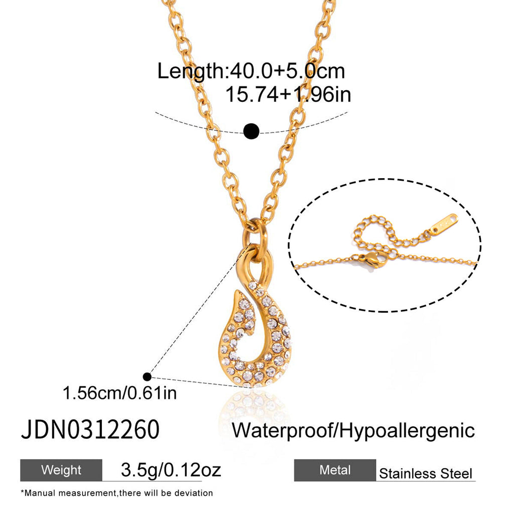 Minimalist Zircon Fish Hook Necklace and Bracelet Set