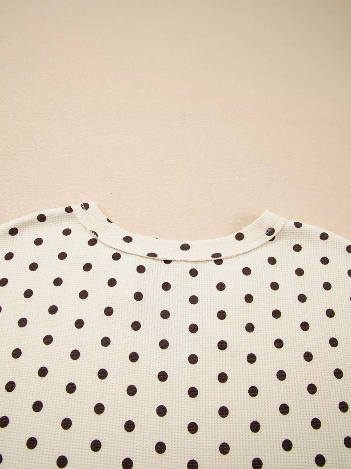 Polka Dot Notched Long Sleeve Top and Drawstring Joggers Lounge Set