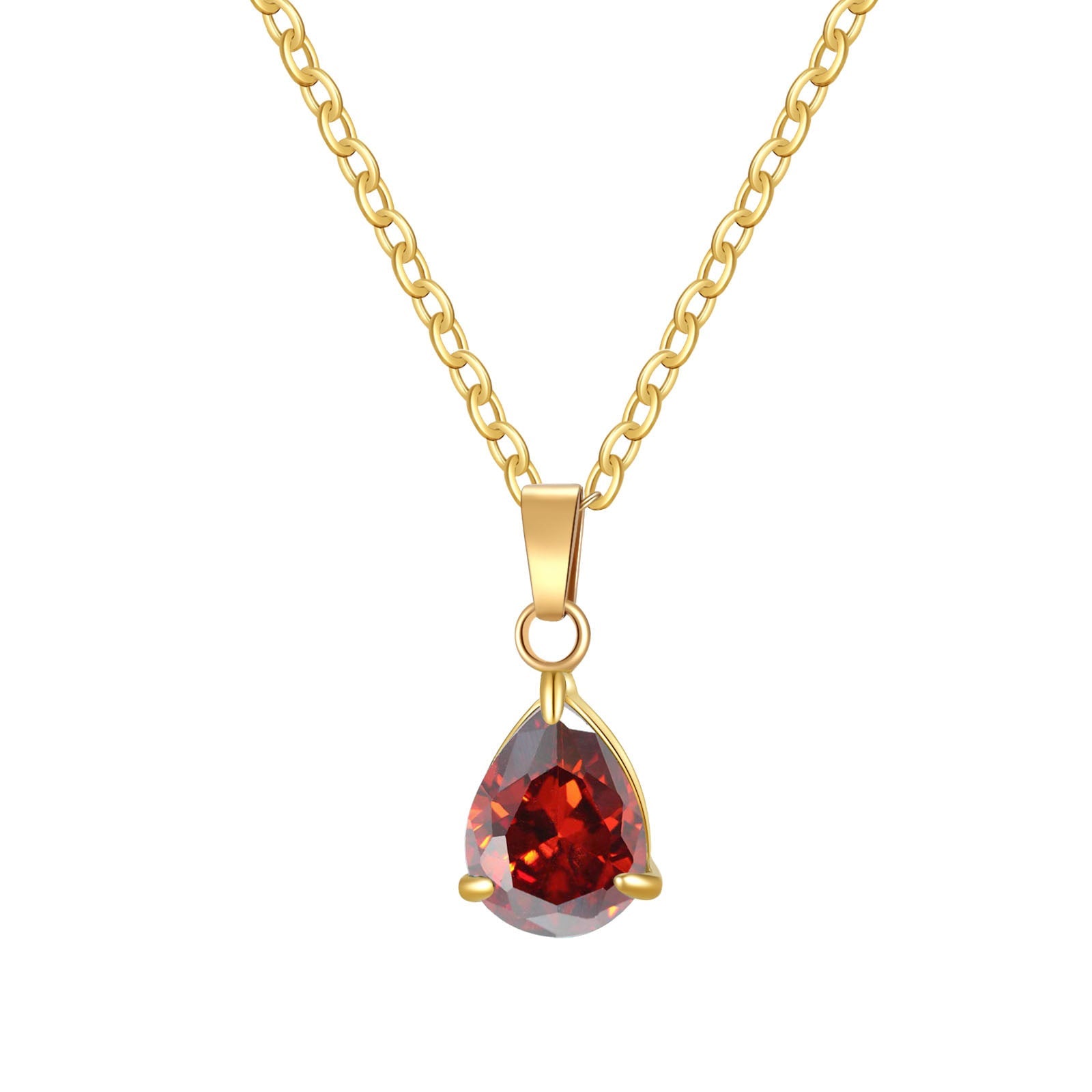 3A Water Drop Zircon Small Pendant Solitaire Pear-Shaped Zircon Womens Clavicle Chain