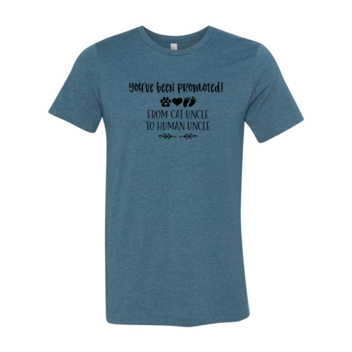 You've Been Promoted Cat Uncle to Human Uncle Blue T-Shirt - Image 3