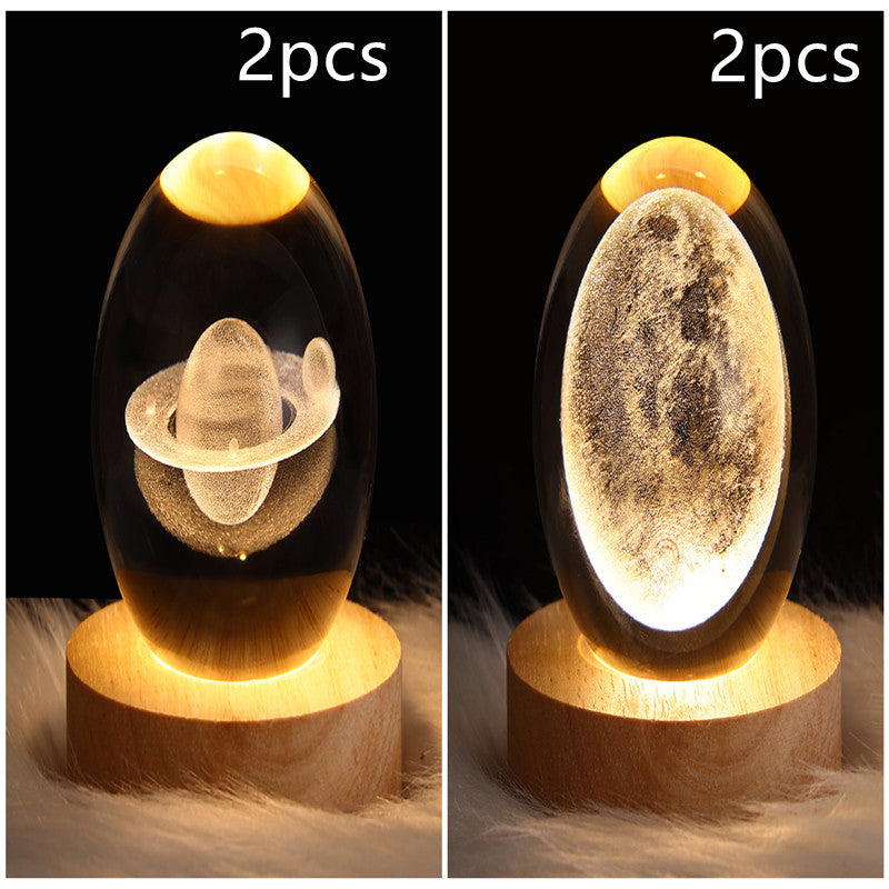 3D Galaxy Crystal Ball LED Night Light Planet Lamp Home Decor