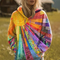3D Digital Printed Sun Pattern Colorful Women’s Sweatshirt