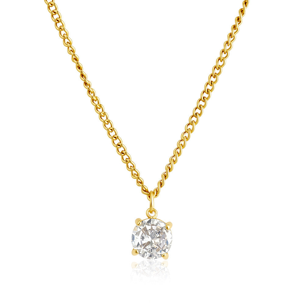 18K Gold-Plated Diamond-Inlaid Stainless Steel Zircon Necklace With A Luxurious Finish