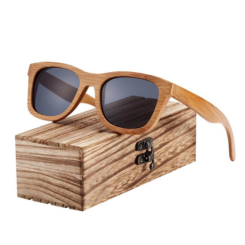 Handmade bamboo wooden sunglasses with polarized lenses for beachwear