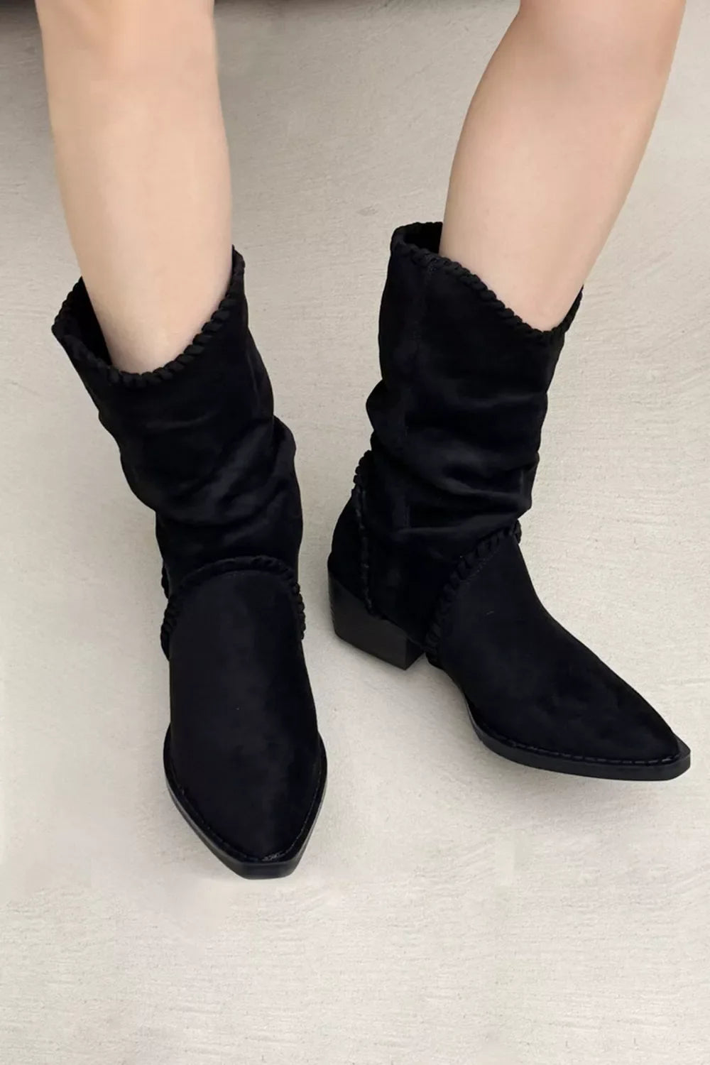 Point Toe Block Heels Boots