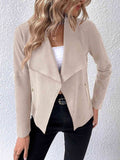 Women's Minimalist Collared Long Sleeve Jacket - Everyday Wear