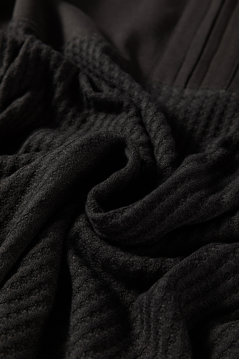 Waffle Knit Patchwork Half-Zip Sweatshirt