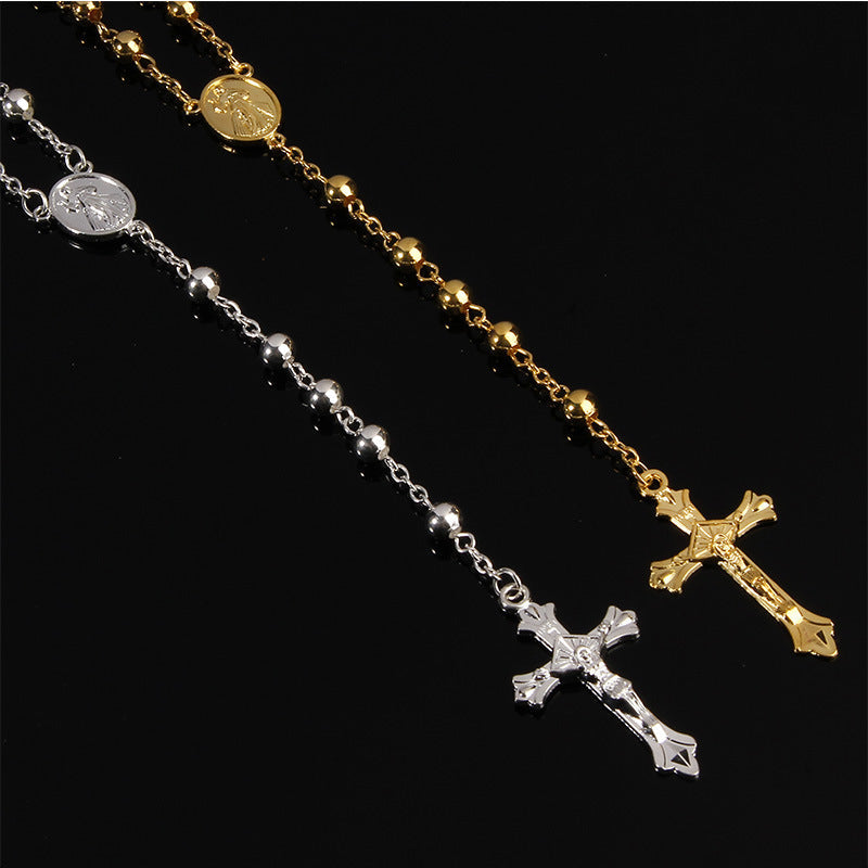 Gold-plated 6mm Imitation Gold Iron Bead Necklace