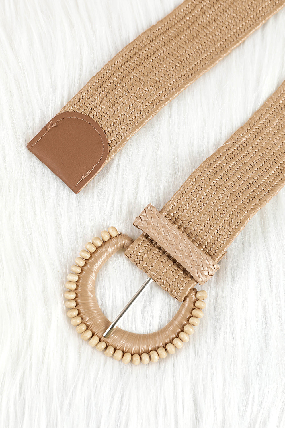 Beaded Straw Woven Belt for Women