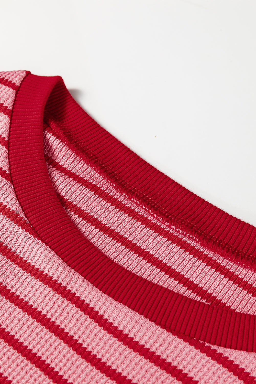 Stripe Textured Knit Long Sleeve T-Shirt