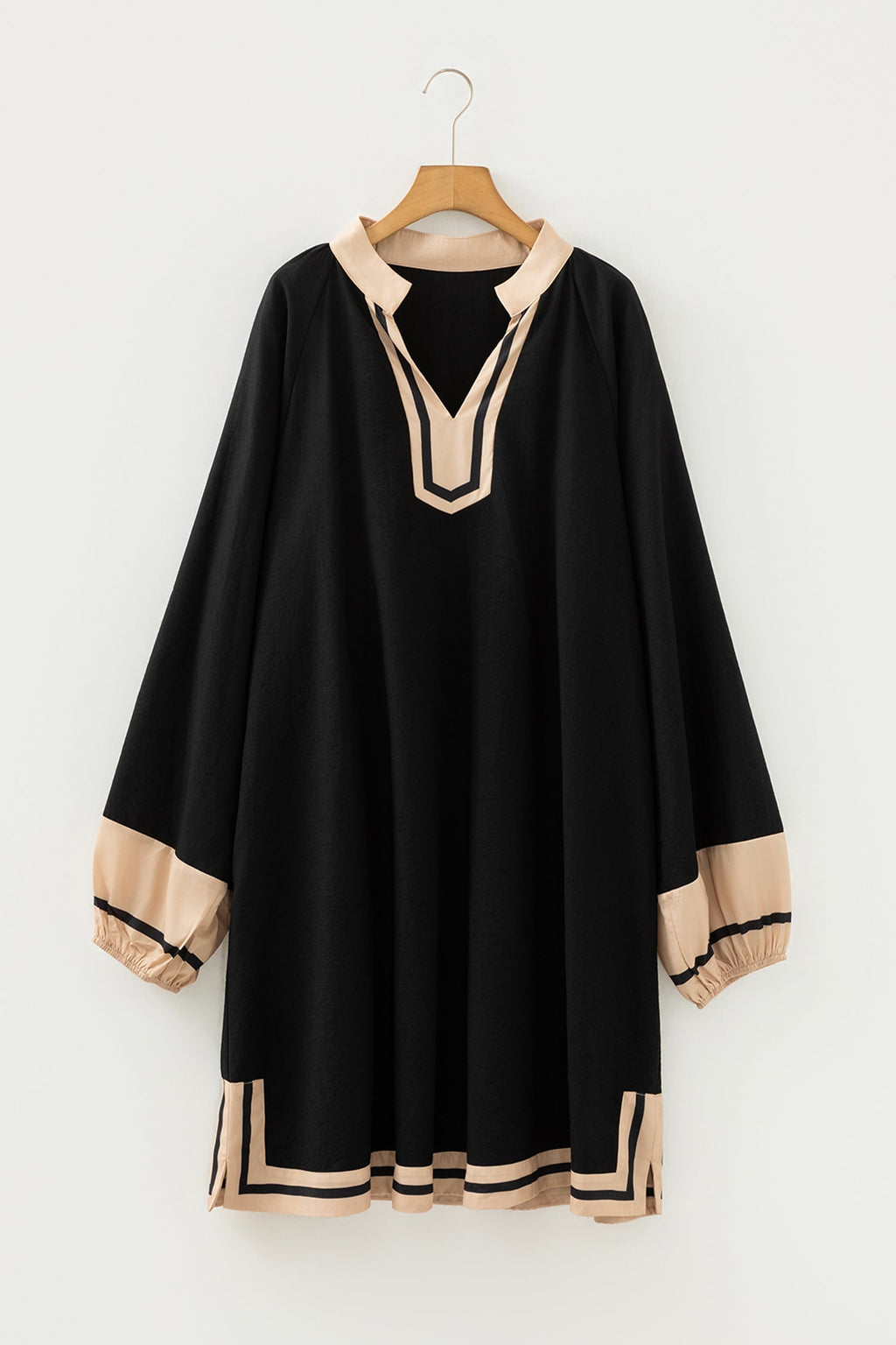 Plus Size Striped V-Neck Mini Dress - Shift Style