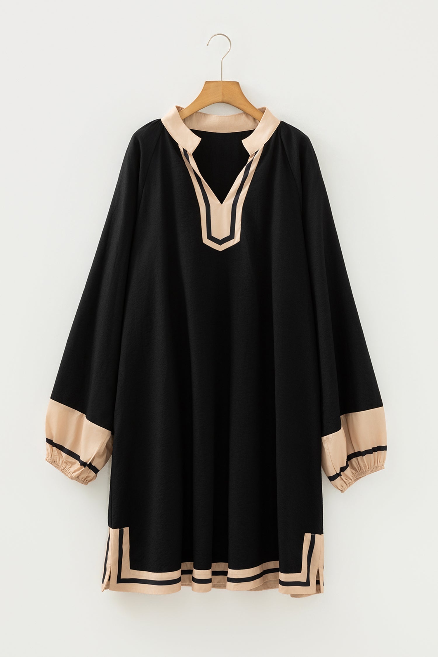 Plus Size Striped V-Neck Mini Dress - Shift Style