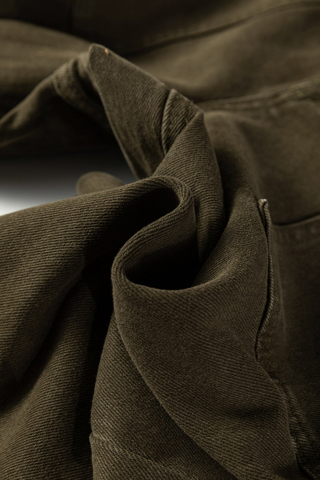 112 Jungle Green Double Waistband Loose Straight Jeans