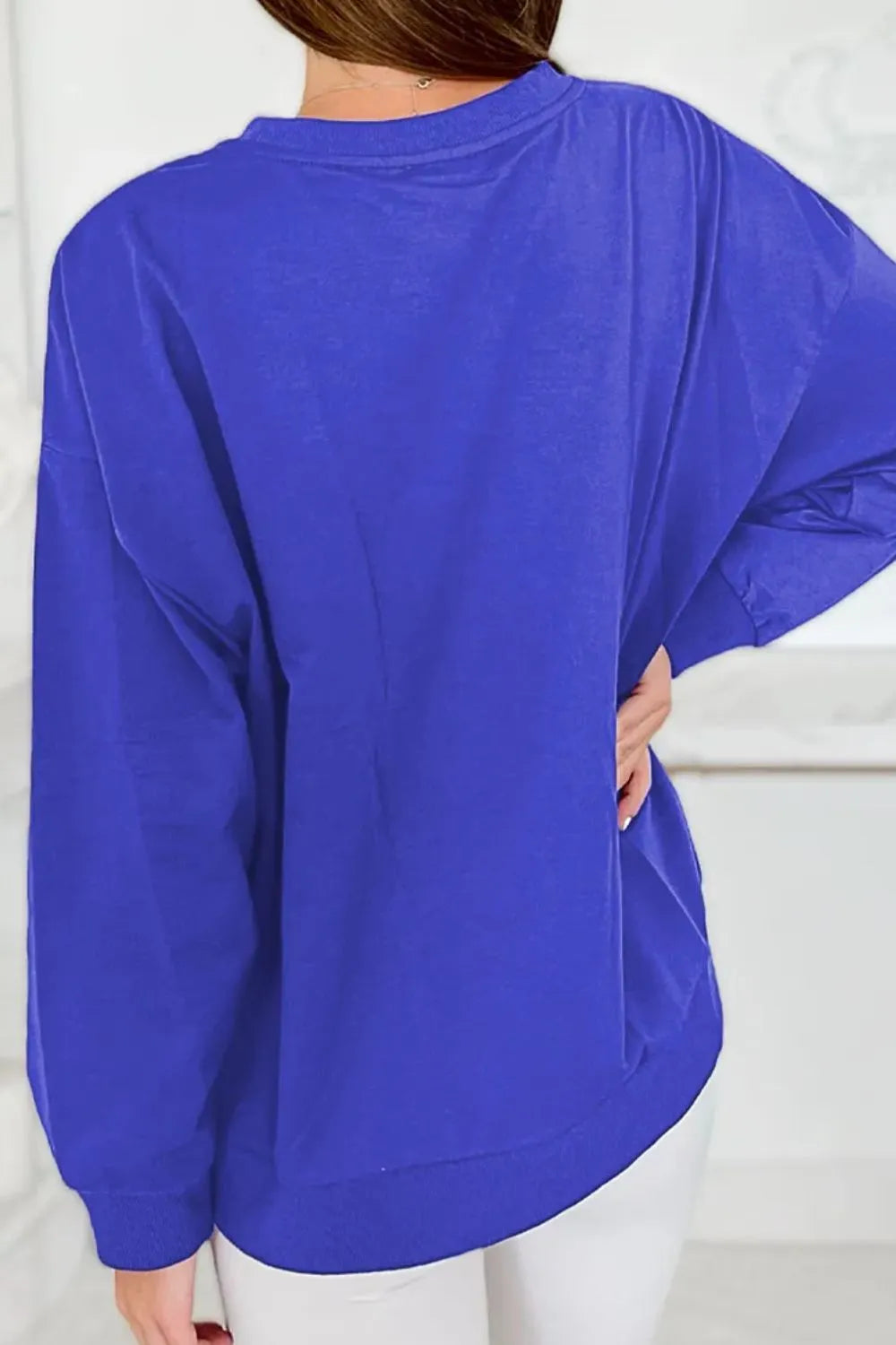 Round Neck Long Sleeve Sweatshirt | Classic Cotton Blend