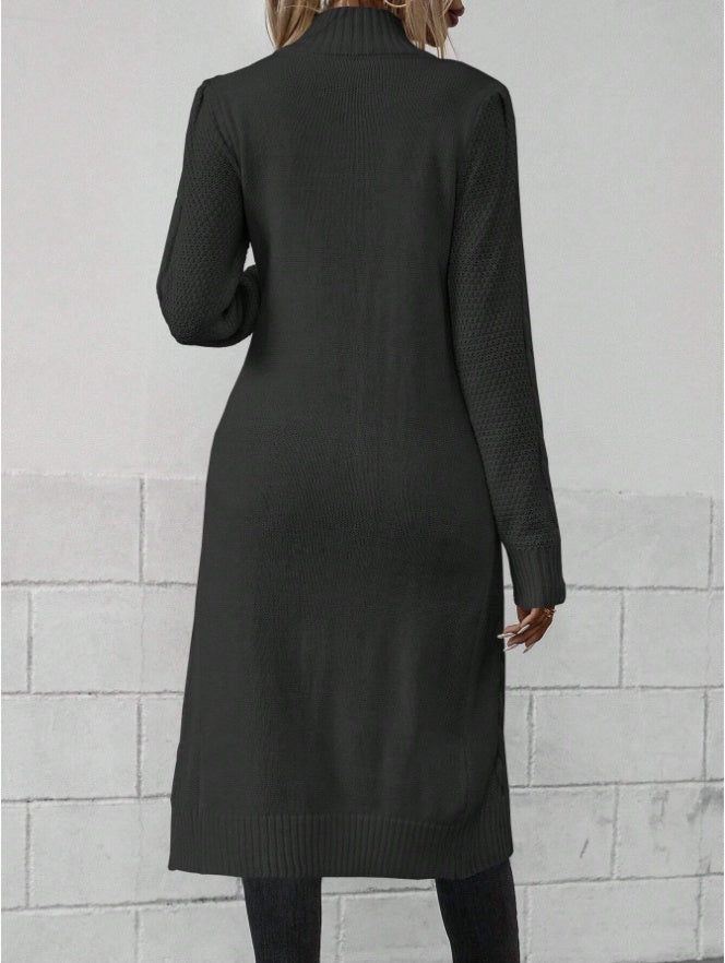 Women Crew Neck Long Sleeve Sweater with Split Hem Minimalist Top