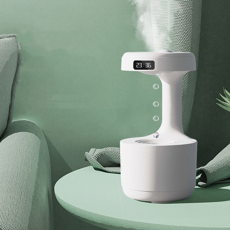 Anti-Gravity Water Drop Humidifier with LED Clock & Aroma Diffuser