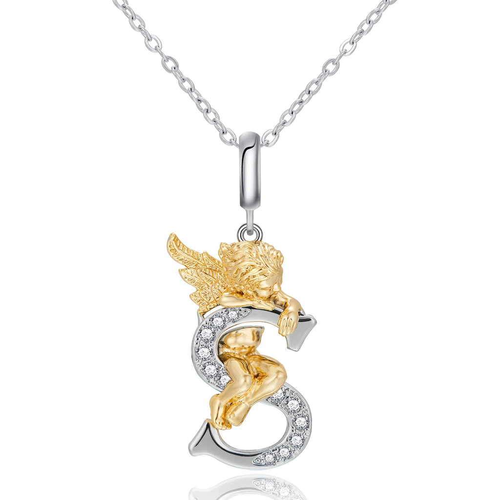 New Copper-plated White-gold Letter Pendant Mens And Womens Stainless Steel O-shaped Necklace