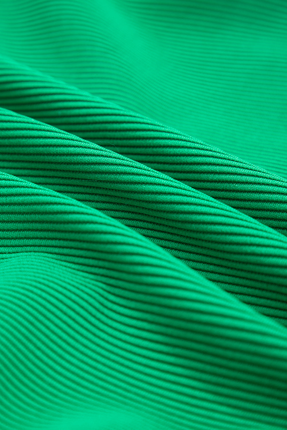 Bright Green Textured Short Sleeve Half Zip Romper