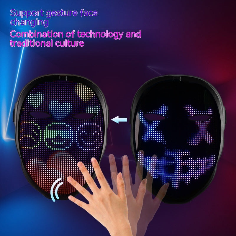 LED Luminous Face Changing Mask Bluetooth App Control Party Prop