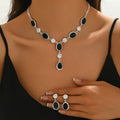 2026 Hot New Luxury Shiny Water Drop Necklace Earrings Suit High-grade All-match Bridal Jewelry Wholesale