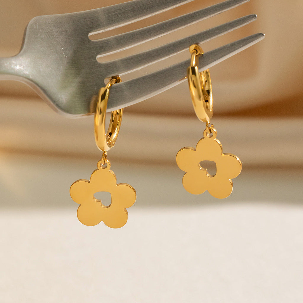 Fashionable Flower Pendant Earrings Womens