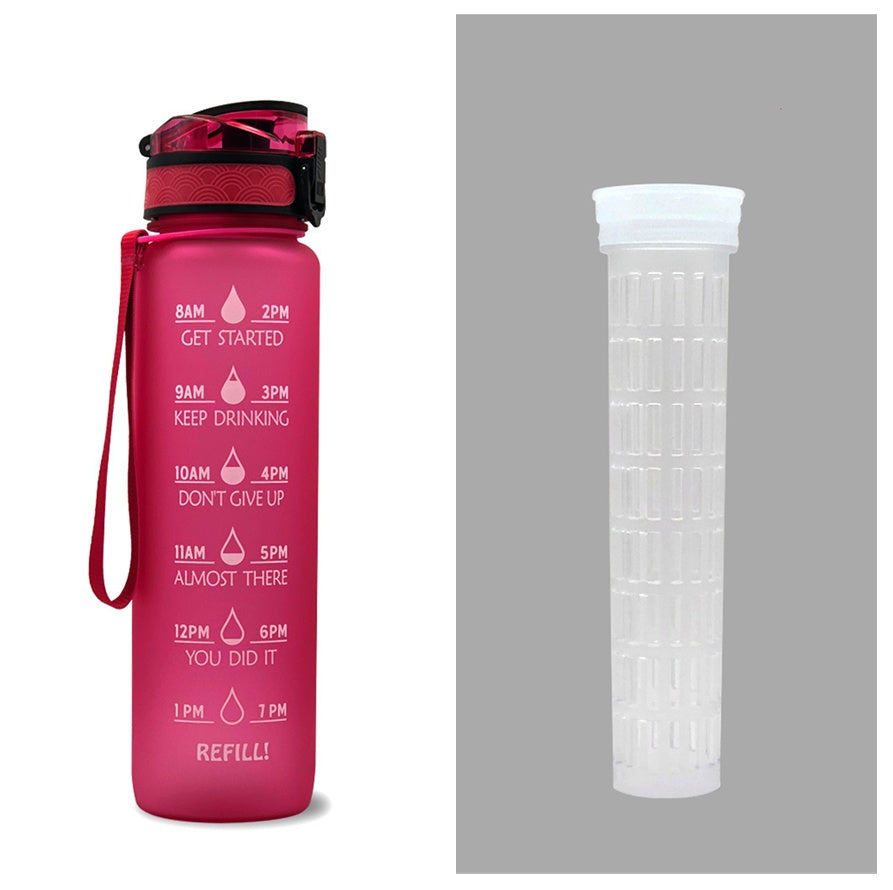 1L Motivational Tritan Water Bottle with Time Marker & Leakproof Lid