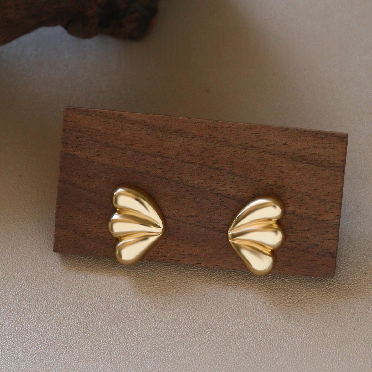 Faceted Fan-shaped Stud Earrings 925 Silver Needle Earrings