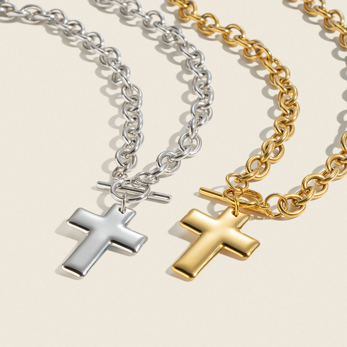 Cross Titanium Steel Pendant Necklace For Women