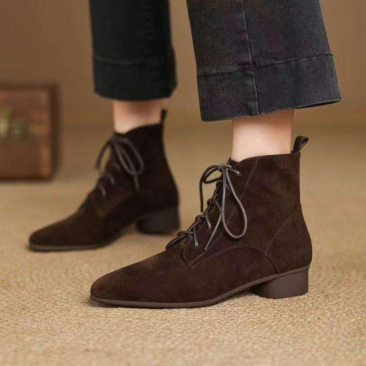 Maillard Matte Pointed Low-Heel Ankle Boots Women