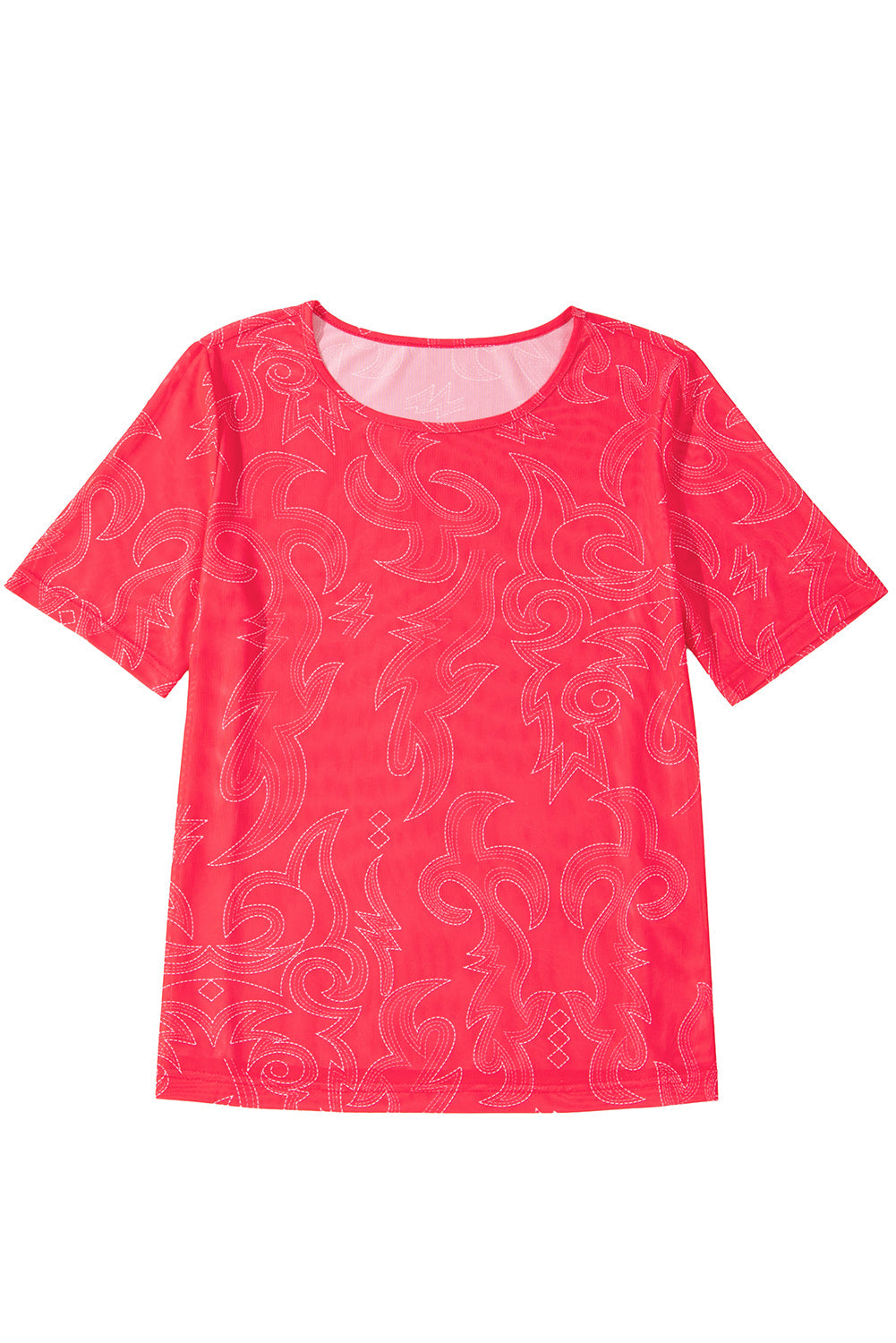 Red Western Girls Mesh T-Shirt | Breathable Kids Tee