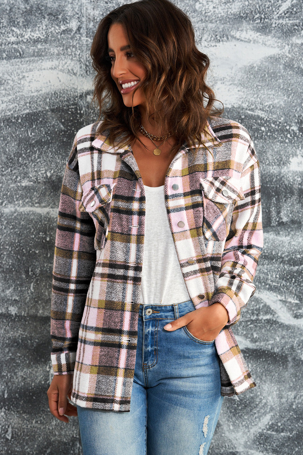 Brown Plaid Flannel Shacket | Button-Up Long Sleeve