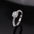 S999 Pure Silver Small Square Sugar Full Zircon Ring For Women, Niche Premium & Delicate, Light Luxury Versatile Jewelry Wholesale