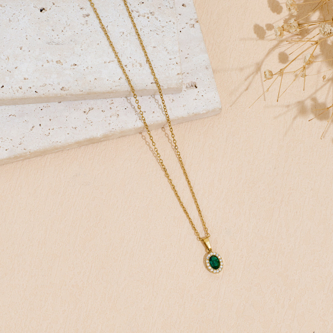 Stainless Steel Pendant Necklace with Dazzling Zircon Inlay