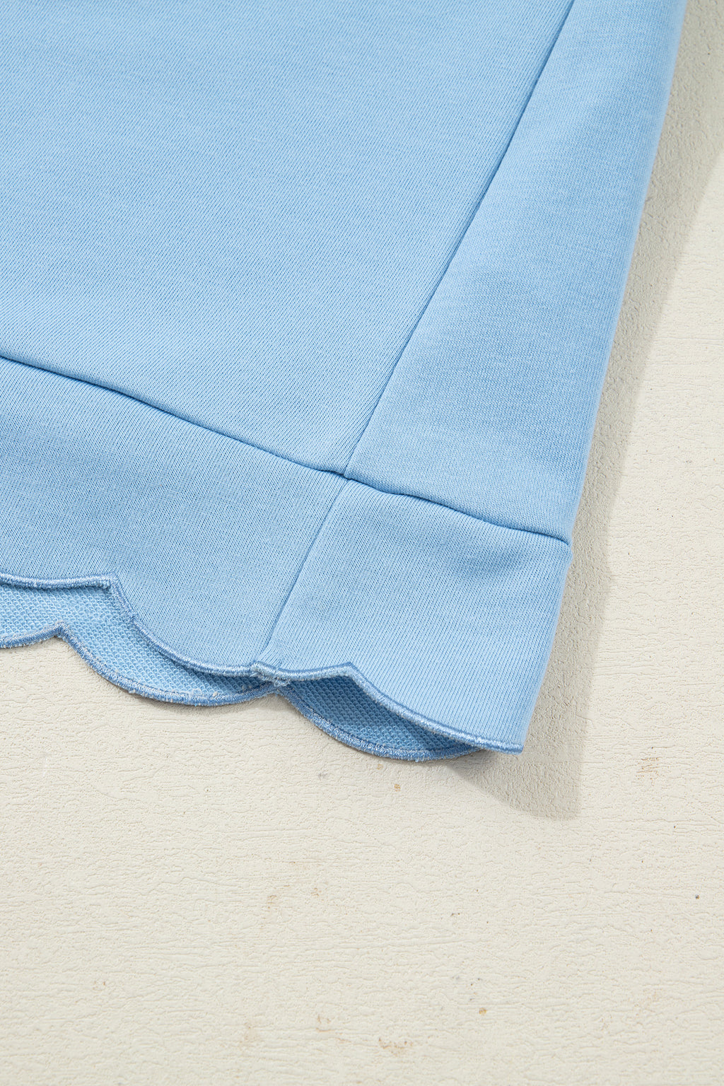 Beau Blue Solid Color Snap Button Polo Collar Short Sleeve Scallop Hem Mini Dress