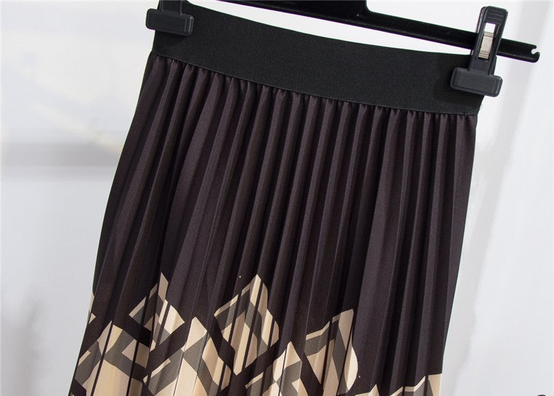 Women's Geometric Striped Pleated Skirt Modern Minimalist
