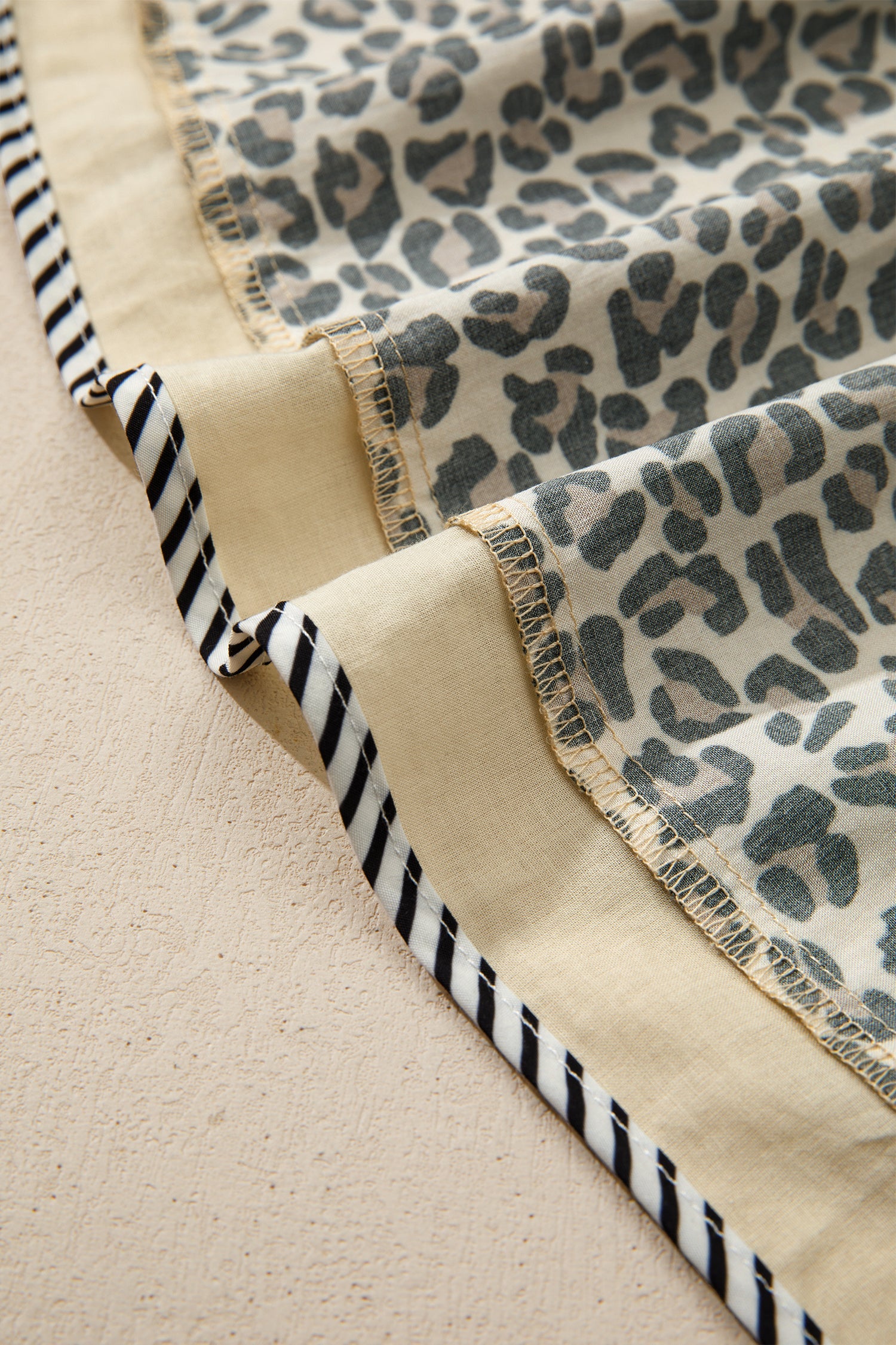 Leopard Stripe Colorblock Mini Dress V-Neck