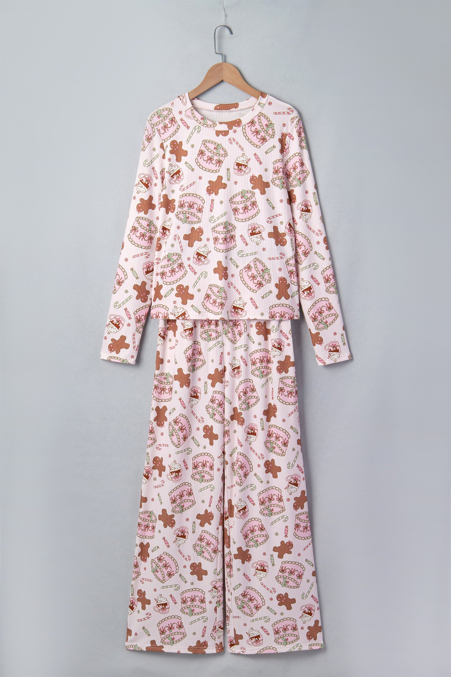 Christmas Ribbed Knit Top & Pants Pajama Set